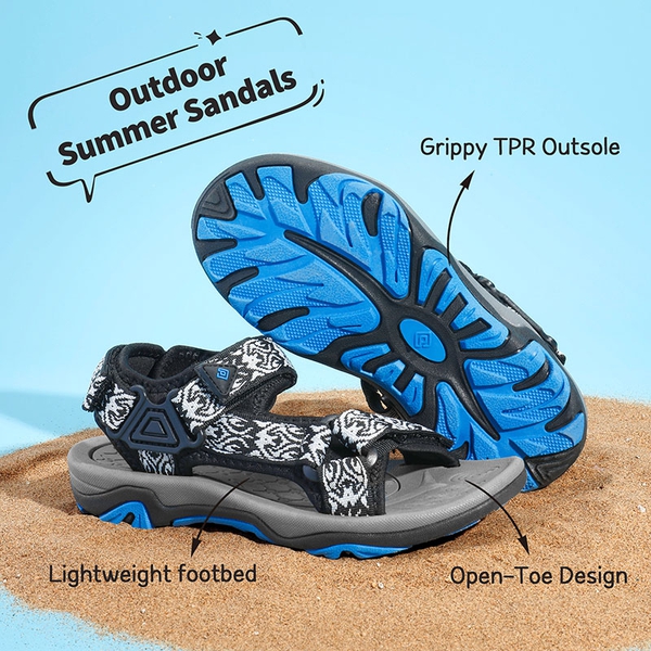 Boys and Girls Strap Sports Sandals - BLACK BLUE - 4